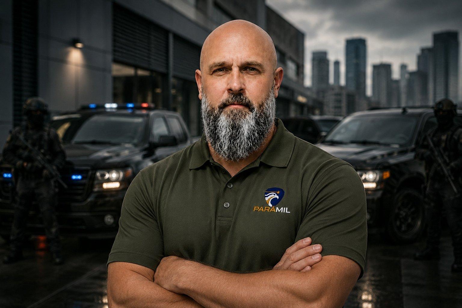 ParaMil Security Group operator with protective detail